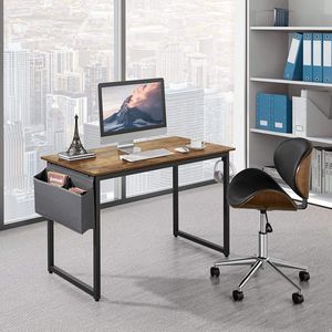 Retro bureau, computertafel met metalen frame, pc-tafel voor thuiskantoor, werktafel in rustieke houtlook, stabiel, 120 x 60 x 75 cm