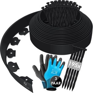 KESSER® Rollborder Flexibele Gazonrand kunststof Borderrand met grondankers + handschoenen, | hoogte: 5cm, lengte: 10m, 20m, 30m, 40m, 50m
