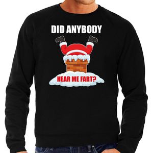 Grote maten Fun Kerstsweater / Kerst trui Did anybody hear my fart zwart voor heren - Kerstkleding / Christmas outfit XXXL