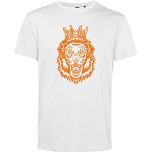 T-shirt Leeuw Met Kroon Oranje | Koningsdag kleding | Oranje Shirt | Wit | maat XXXL