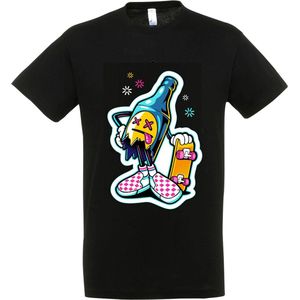 T-Shirt 1-126 Zwart cartoon Bottle - xxL, Zwart