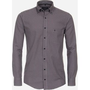 CASA MODA Sport casual fit overhemd - popeline - rood dessin - Strijkvriendelijk - Boordmaat: 53/54