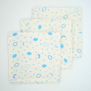 Hydrofiele Monddoekjes - Cloud Star Blue - 30 x 30 cm - 3 stuks - 100% Biologisch Katoen