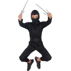 FUNIDELIA Black Ninja Kostuum voor Jongens - Maat: 97 - 104 cm - Zwart