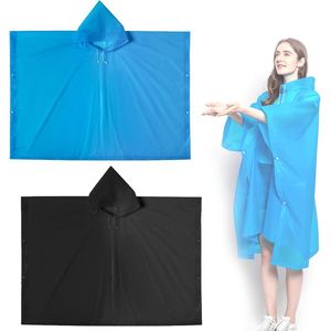 Waterdichte Regenponcho Set van 2 Unisex Regenjassen met Kap, Herbruikbaar, Zwart en Blauw