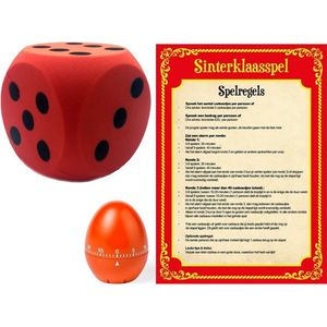Sinterklaasavond spel met rode dobbelsteen en timer - Geschikt voor 3-8 spelers - Speelduur 1-2 uur
