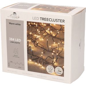 1x Kerstverlichting clusterverlichting met timer en dimmer 384 lampjes warm wit 5 mtr - Voor binnen en buiten gebruik
