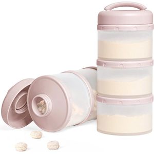 Stapelbare Melkpoeder Dispenser voor Babyvoeding - 2 Stuks Lichtroze