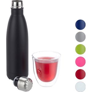 Thermosfles - drinkfles - thermosbeker isolerend - isoleerfles - 0,5 liter zwart