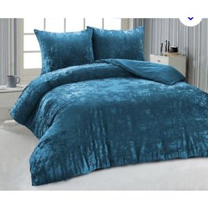 Velvet Couture Dekbedovertrek - 200x200/220 cm - Crushed Velvet-Petrol