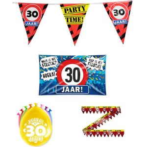 30 jaar versiering pakket - Versiering Verjaardag - Versiering 30 Jaar Verjaardag - Slingers - Gevelvlag- Ballonnen - Afzetlint