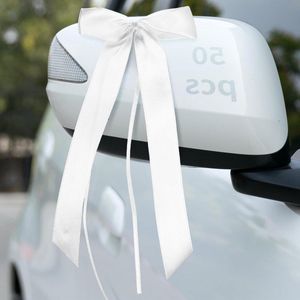50pcs White Antenna Bows - Wedding Car Decoration with Car, Table, Party, Birthday Theme
