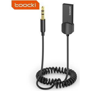 Toocki Hoge Kwaliteit USB 2.0 BT 5.0 bluetooth USB naar 3.5mm Jack Audio voor Auto Ontvanger - transmitter Aux Draadloze Muziek Ontvanger draadloos hands free bellen Ingebouwde microfoon Carkit kleur zwart