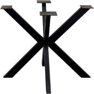 Zwarte stalen matrix tafelpoot hoogte 74 cm en breedte/diepte 80 cm (koker 8 x 4 cm)