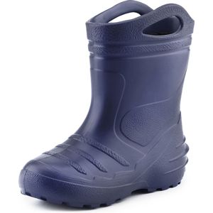 Ladeheid LA-KL-051 Kinder Regenlaarzen - Rubber - met Binnenschoen en Grepen - Waterdicht - EVA - Wasbare Binnenschoen – Donkerblauw – 25