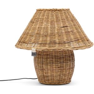 Riviera Maison Tafellamp Bruin - Ames Nachtlamp Riet - Rattan - (ØxH) 40.5x40