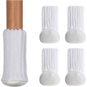 4 Witte Stoelpoot Sokken - Omtrek 7 tot 17cm - Beschermers Dopjes - Stoel Vloer Bescherming Wit - Block Socks - Vloerbeschermers - Bescherming