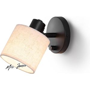 Mrs. Jones dimbare wandlamp vintage stoffen linnen lampenkap E27 retro woonkamer slaapkamer .