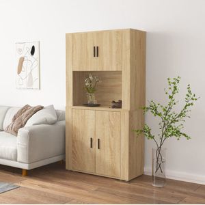 The Living Store Hoge kast - Buffetkast 80x33x70cm Sonoma Eiken - Duurzaam - Wandgemonteerd