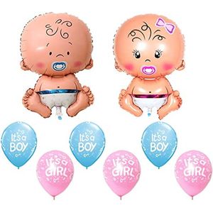 8-delige folie en latex ballonnen set Baby Boy en Girl - geboorte - baby - zwanger - genderreveal - babyshower - ballon