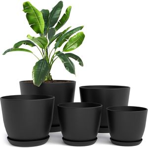Plantenbakken set van 5 - Moderne decoratieve kunststof potten voor binnen