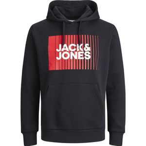 JACK & JONES Corp logo sweat hood play regular fit - heren hoodie katoenmengsel met capuchon - zwart - Maat: S