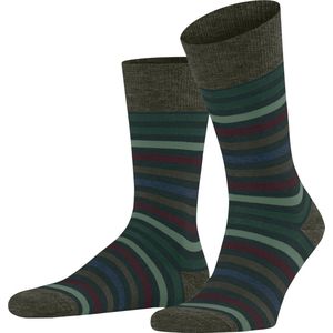 FALKE Tinted Stripe gestreept met patroon merinowol sokken heren groen - Maat 47-50