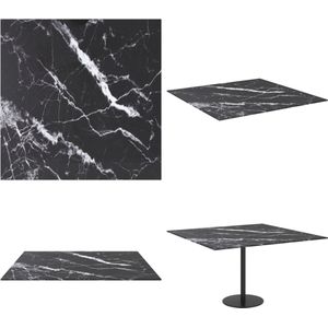 vidaXL Tafelblad 70x70 cm 6 mm gehard glas met marmeren design zwart - Tafelblad - Tafelbladen - Vervangend Tafelblad - Vervangende Tafelbladen