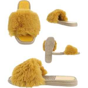 Givana Fluffy muiltjes - slippers geel 41