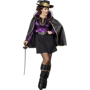 Wilbers & Wilbers - Musketier Kostuum - Mademoiselle Musketier Poitiers - Vrouw - paars,zwart - Maat 48 - Halloween - Verkleedkleding