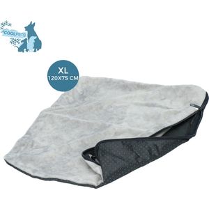 CoolPets Anti-Slip Cover - 120 x 75 cm - Maat XL – Speciaal ontwikkeld voor de koelmatten van CoolPets – Verkoelend materiaal – Grijs - Fleece