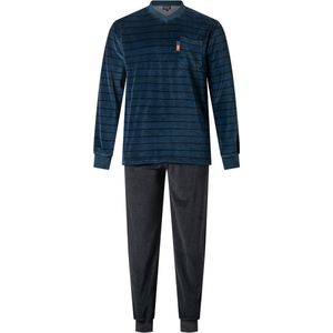 Gentlemen Heren pyjama velours met V-hals - Marine - maat L