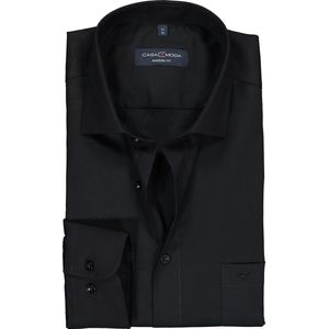 CASA MODA modern fit overhemd - zwart - Strijkvriendelijk - Boordmaat: 46