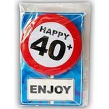 Happy Birthday kaart met button 40 jaar