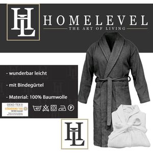 HOMELEVEL Badstof Badjas Reizen Badjas 100% katoen Badjas voor vrouwen Mannen Dames en Heren Aankleedjurk Saunarobe Reizen Aankleedjurk Antraciet Maat 4XL