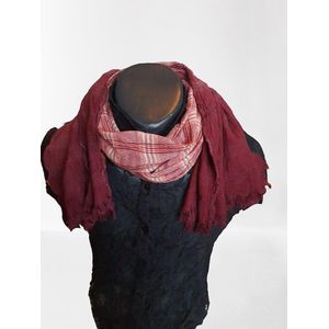 sjaal -Dames- doorlopend rood - gestreepte print-2 kleuren beschikbaar  - 2 meter lang
