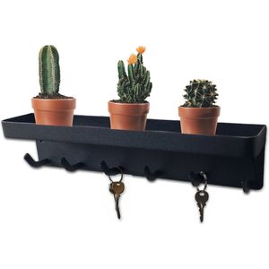 Sleutelrekje - Magnetisch, Plakstrip of Schroefjes - Sleutel Organizer - Sleutelkastje - Sleutelbakje - RVS Zwart