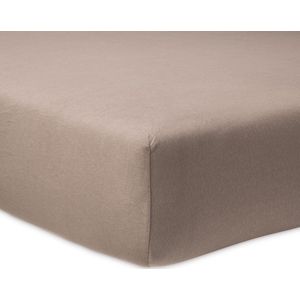 Vitality Pur - Hoeslaken 100% Katoen - Jersey stretch - Taupe - 90/100 x 190/220 +30cm