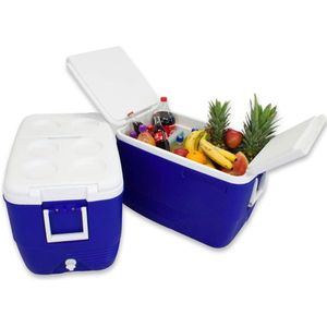 Polarcooler Koelbox 60 Liter - Blauw wit - Handvaten -Coolbox - IJsbox Camping - Thermobox