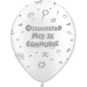 Folat - Ballonnen He 12in/30cm Communie Prl Whit - 8 stuks - communie versiering - communie