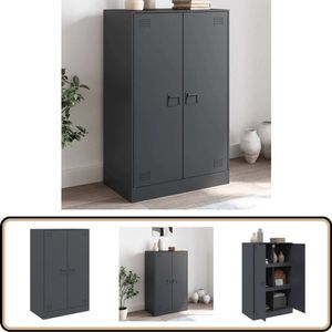 vidaXL Dressoir - Staal - Antraciet - 67x39x107 cm Televisiescherm - Tv Meubel - Salontafel - Opbergkast - Stalen Kast