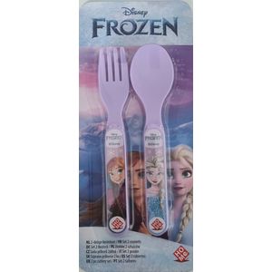 Disney Frozen - 2-delig bestek van hard plastic - Lila - Lepel en Vork - kinderbestek