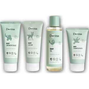 Derma Baby pakket compleet - shampoo & lichaam + billenzalf + crème + olie