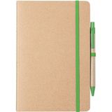 Nature look schriften/notitieboekje met groen elastiek A5 formaat - blanco paginas - opschrijfboekjes - 60 paginas