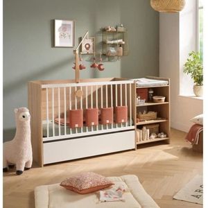 BABY PRICE UP gecombineerd bed 120x60 cm - Ombouwbaar tot 90x190 - Met planken - Goud eiken decor