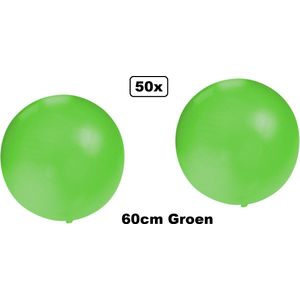 50x Super Ballon 60 cm groen - Reuze Ballon carnaval festival feest party verjaardag landen Poolparty evenement lucht thema