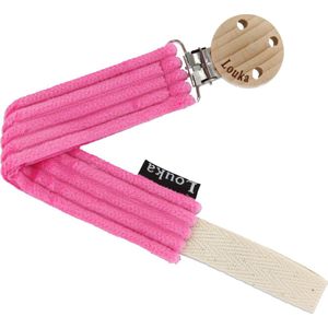 Louka Speenkoord rib roze de luxe - houten clip - speenketting
