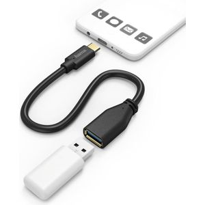 Hama USB Type-C-adapterkabel OTG USB Type-C-stekker - A-bus 15 Cm Zwart