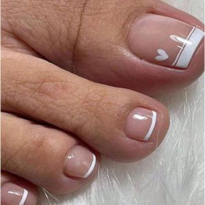 GEAR3000® plaknagels zelfklevende - kunstnagels tenen hart- nepnagels tenen - press on nails - met lijm en nagelvijl - 24 stuks