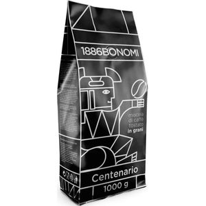 Bonomi Centenario 1kg – koffiebonen met een zachte smaak van donkere chocolade - Voor koffie, cappuccino of espresso - Voor koffiemachines, koffiezetapparaat, koffiemachine met bonen, percolator, french press, filterapparaat en Mokkapot